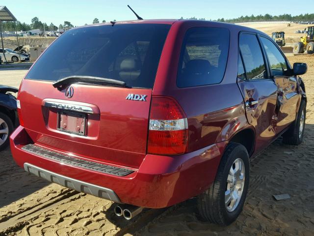 2HNYD182X2H510450 - 2002 ACURA MDX RED photo 4