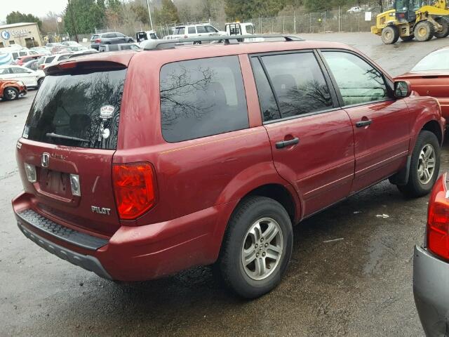 2HKYF18655H529910 - 2005 HONDA PILOT EXL RED photo 4