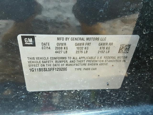 1G11B5SL5FF129286 - 2015 CHEVROLET MALIBU LS GRAY photo 10