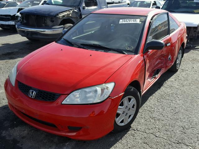 1HGEM22155L064697 - 2005 HONDA CIVIC DX V RED photo 2