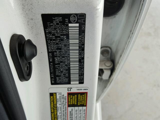 2T1BU4EE5BC637662 - 2011 TOYOTA COROLLA BA WHITE photo 10