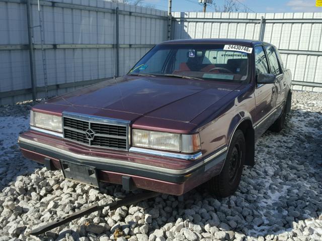 1B3XC56R1MD225875 - 1991 DODGE DYNASTY LE RED photo 2