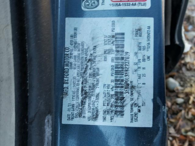 3FADP0L3XBR237039 - 2011 FORD FUSION HYB BLUE photo 10