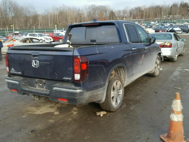 5FPYK3F73HB024865 - 2017 HONDA RIDGELINE BLUE photo 4