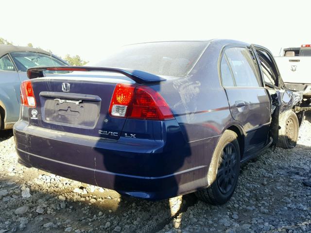 2HGES16535H591681 - 2005 HONDA CIVIC LX BLUE photo 4