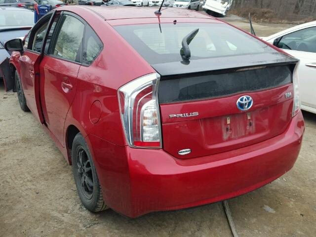 JTDKN3DU0C5400804 - 2012 TOYOTA PRIUS RED photo 3