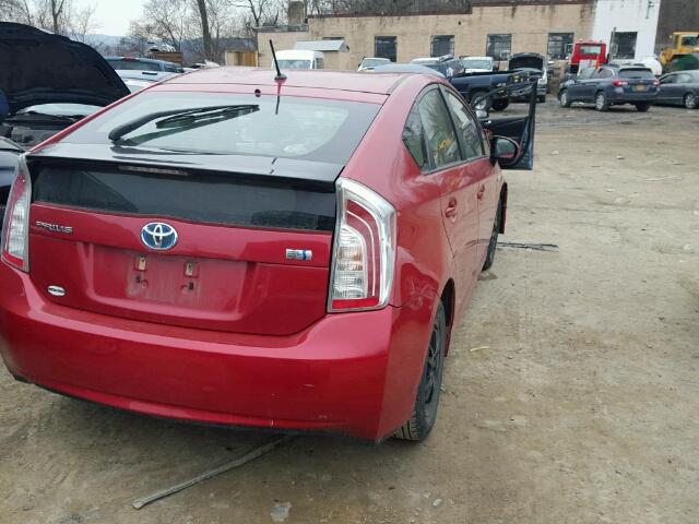 JTDKN3DU0C5400804 - 2012 TOYOTA PRIUS RED photo 4