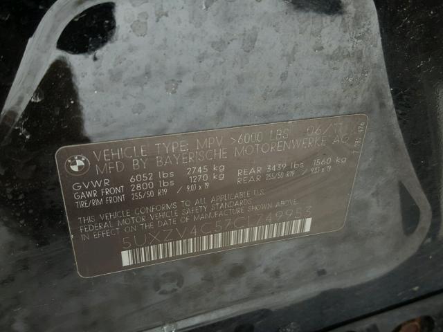 5UXZV4C57CL749953 - 2012 BMW X5 XDRIVE3 Қара фото 10