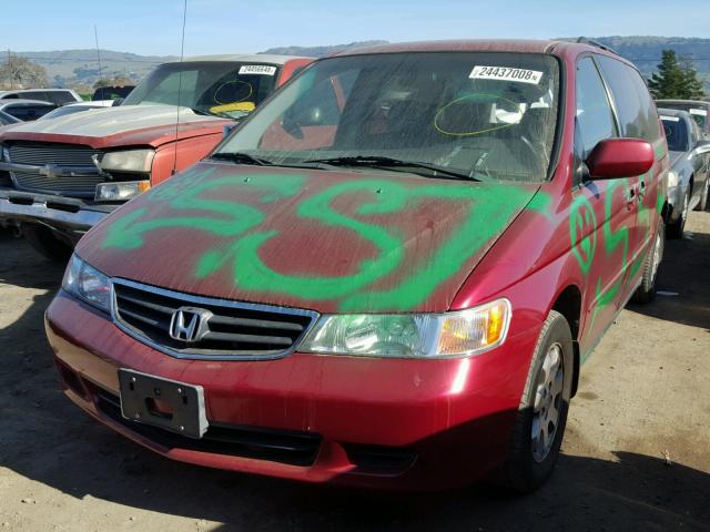 5FNRL18752B018696 - 2002 HONDA ODYSSEY EX MAROON photo 2