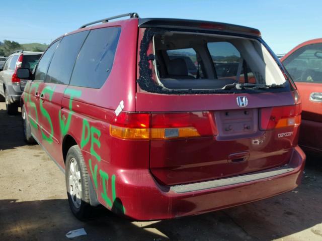 5FNRL18752B018696 - 2002 HONDA ODYSSEY EX MAROON photo 3