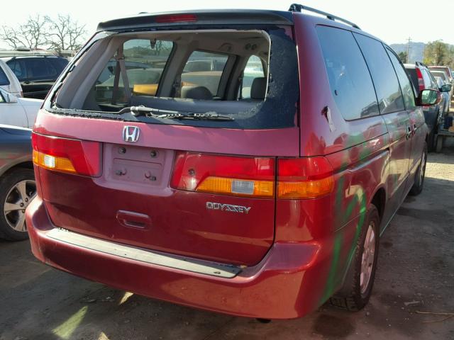 5FNRL18752B018696 - 2002 HONDA ODYSSEY EX MAROON photo 4