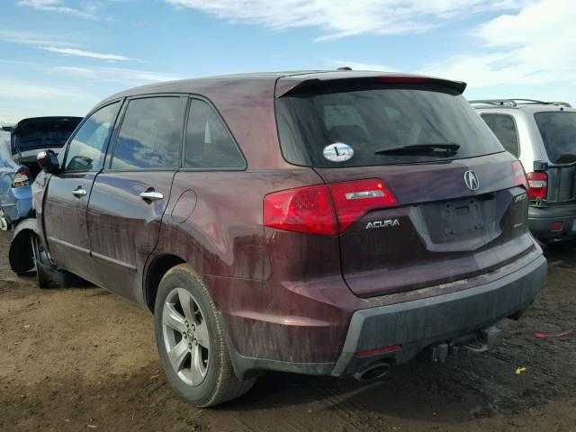 2HNYD28567H516771 - 2007 ACURA MDX SPORT MAROON photo 3