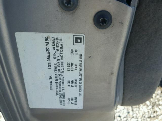 2G1WL52M7V9314801 - 1997 CHEVROLET LUMINA BAS SILVER photo 10