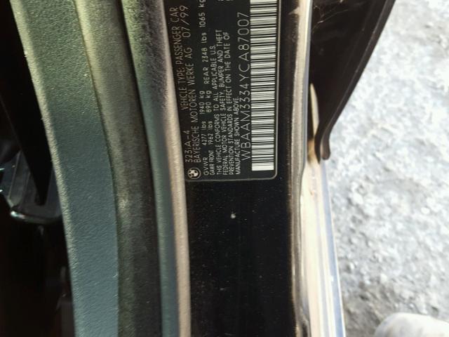 WBAAM3334YCA87007 - 2000 BMW 323 I BLACK photo 10