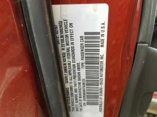 4S3BG6859V7638124 - 1997 SUBARU LEGACY OUT RED photo 10