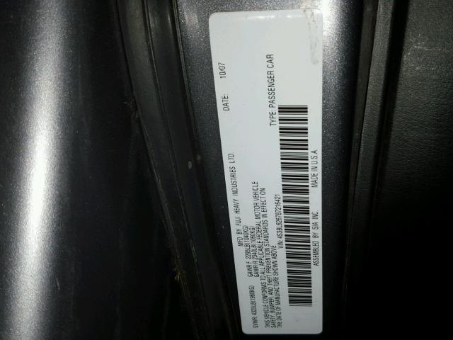 4S3BL626787216421 - 2008 SUBARU LEGACY 2.5 GRAY photo 10