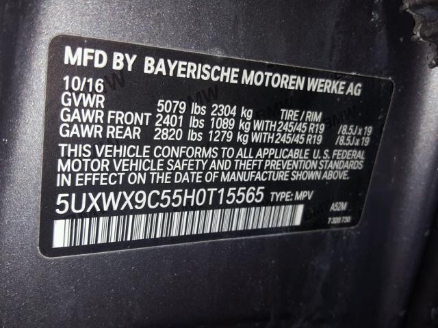 5UXWX9C55H0T15565 - 2017 BMW X3 XDRIVE2 GRAY photo 10