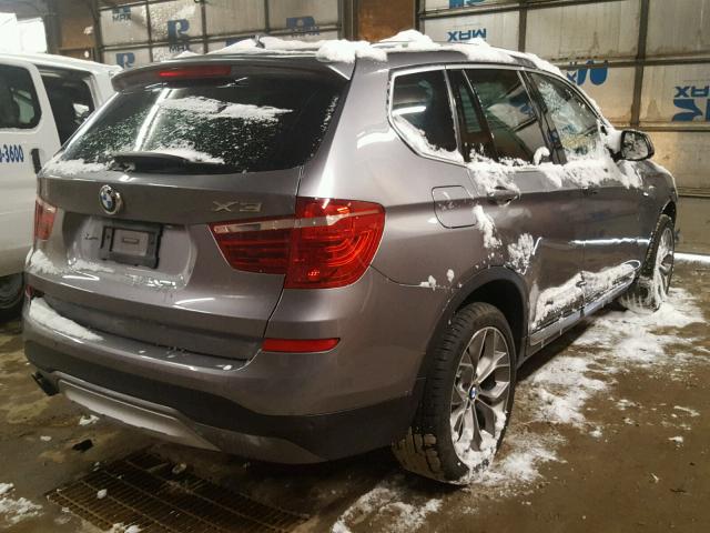 5UXWX9C55H0T15565 - 2017 BMW X3 XDRIVE2 Серый фото 4