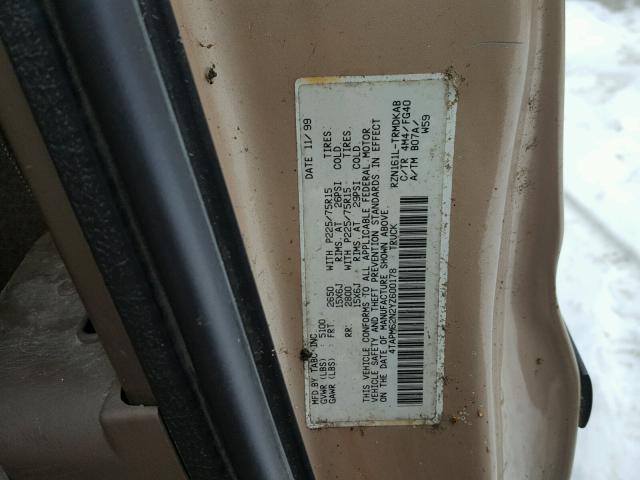 4TAPM62N2YZ600178 - 2000 TOYOTA TACOMA GOLD photo 10