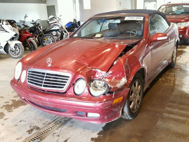 WDBLK65G51T056496 - 2001 MERCEDES-BENZ CLK 320 MAROON photo 2