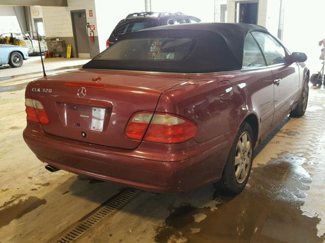 WDBLK65G51T056496 - 2001 MERCEDES-BENZ CLK 320 MAROON photo 4