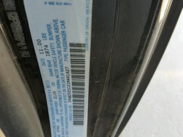 3VWCP21C21M441427 - 2001 VOLKSWAGEN NEW BEETLE 黑色 照片 10