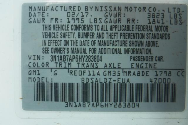 3N1AB7AP6HY283804 - 2017 NISSAN SENTRA S WHITE photo 10