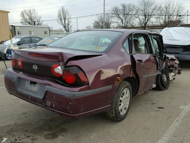 2G1WF52E549343390 - 2004 CHEVROLET IMPALA MAROON photo 4