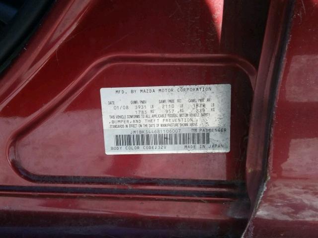 JM1BK344681106007 - 2008 MAZDA 3 HATCHBAC MAROON photo 10