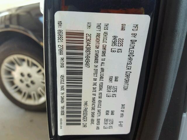 2C3KA43R87H849407 - 2007 CHRYSLER 300 BLACK photo 10