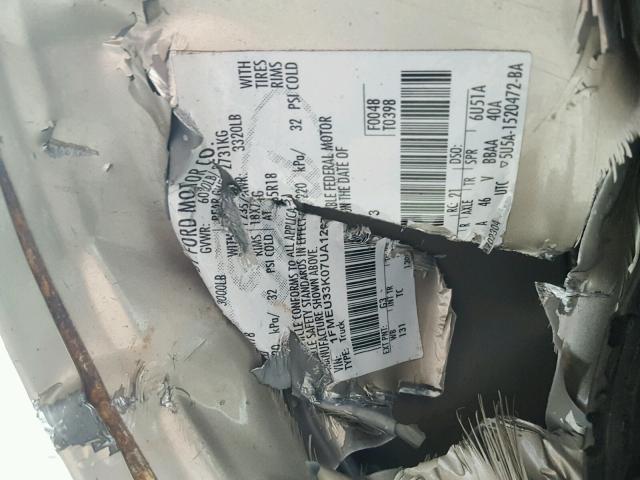 1FMEU33K07UA12673 - 2007 FORD EXPLORER S GOLD photo 10