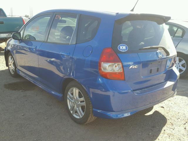 JHMGD38637S006787 - 2007 HONDA FIT S BLUE photo 3