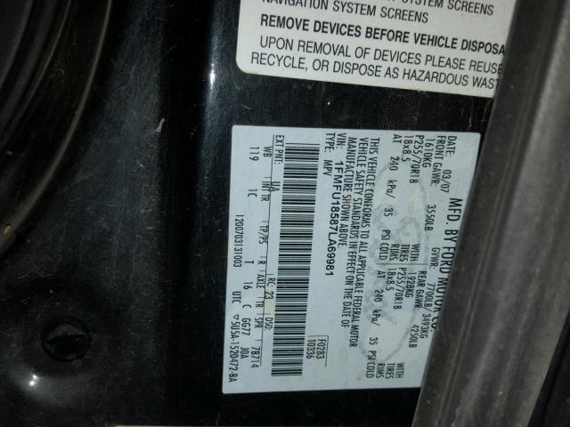 1FMFU18587LA69981 - 2007 FORD EXPEDITION BLACK photo 10