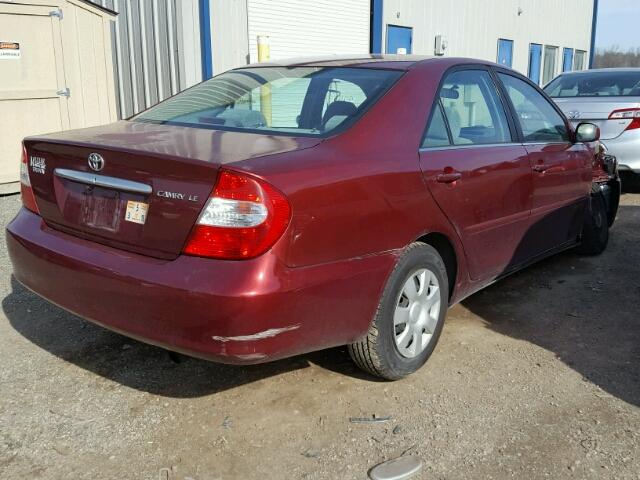4T1BE32K42U051146 - 2002 TOYOTA CAMRY LE RED photo 4
