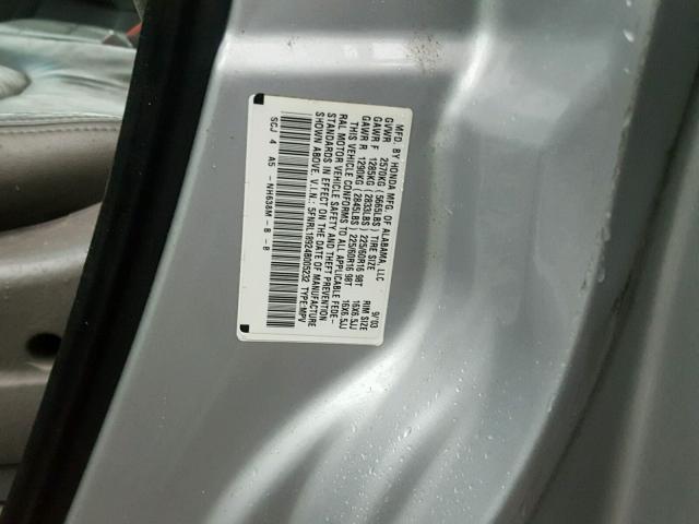 5FNRL18924B005232 - 2004 HONDA ODYSSEY EX SILVER photo 10