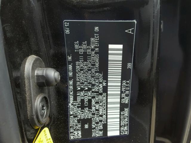 5TDXK3DC5CS269630 - 2012 TOYOTA SIENNA SPO BLACK photo 10