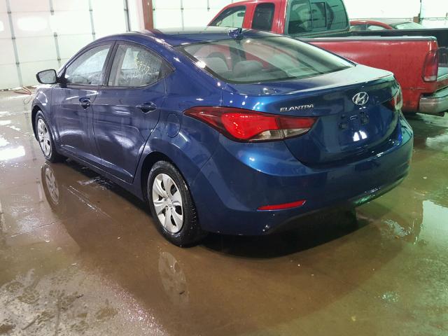 5NPDH4AE5GH784233 - 2016 HYUNDAI ELANTRA SE BLUE photo 3