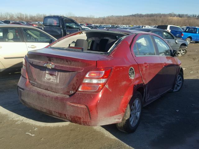 1G1JD5SH0H4147263 - 2017 CHEVROLET SONIC LT RED photo 4