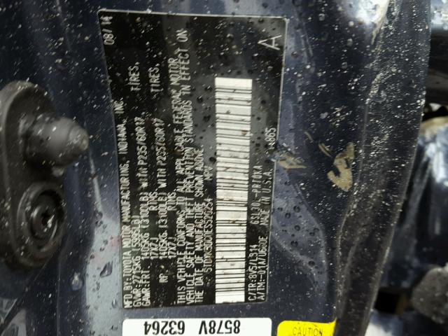 5TDYK3DC0ES520254 - 2014 TOYOTA SIENNA XLE BLUE photo 10