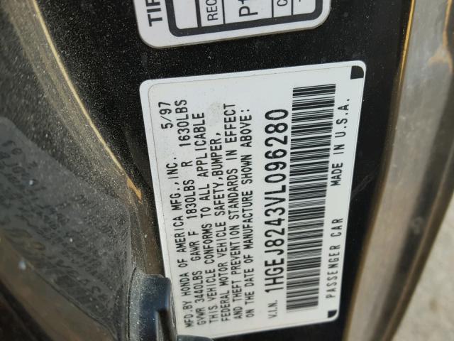1HGEJ8243VL096280 - 1997 HONDA CIVIC EX BLACK photo 10