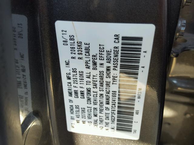 1HGCP3F87CA041698 - 2012 HONDA ACCORD EXL GRAY photo 10