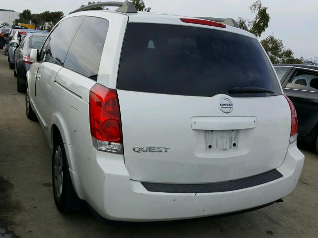 5N1BV28UX5N108581 - 2005 NISSAN QUEST S WHITE photo 3