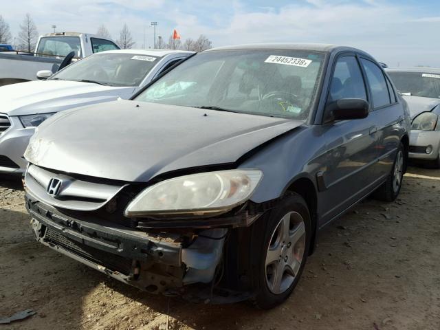 2HGES16585H593569 - 2005 HONDA CIVIC LX GRAY photo 2