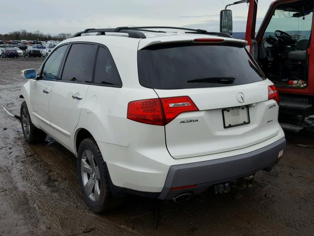 2HNYD28869H508702 - 2009 ACURA MDX SPORT WHITE photo 3