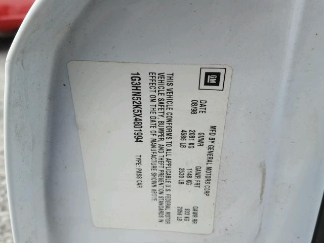 1G3HN52K5X4801994 - 1999 OLDSMOBILE 88 BASE WHITE photo 10