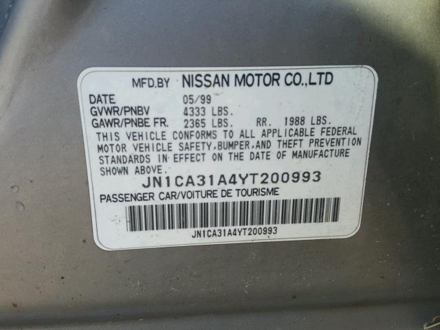 JN1CA31A4YT200993 - 2000 NISSAN MAXIMA GLE TAN photo 10