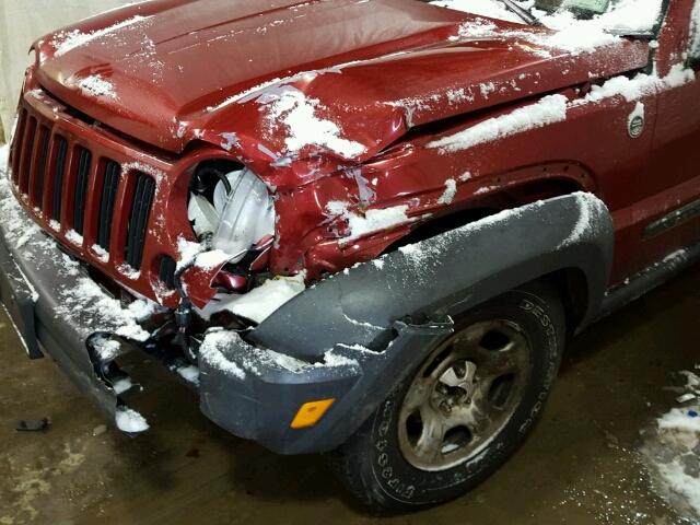 1J4GL48K77W574292 - 2007 JEEP LIBERTY SP RED photo 9