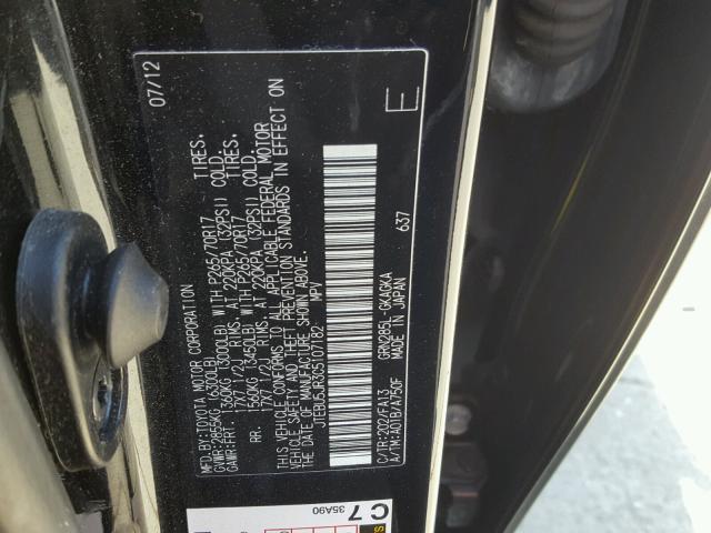 JTEBU5JR3C5107182 - 2012 TOYOTA 4RUNNER SR BLACK photo 10