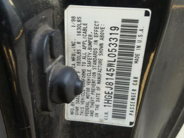 1HGEJ8145WL053319 - 1998 HONDA CIVIC EX შავი ფოტო 10