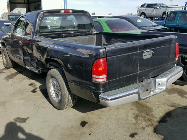 1B7GL22X7YS653954 - 2000 DODGE DAKOTA BLACK photo 3